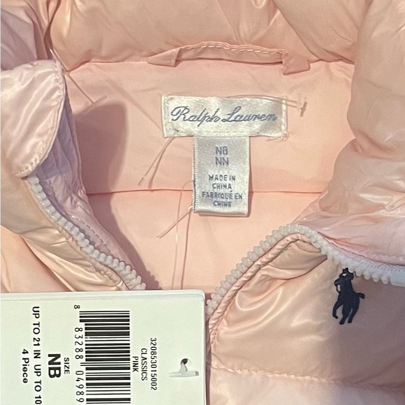 🩷 Ralph Lauren Baby Girl Pink Down Puffer Jacket Snowsuit | 4pc Set | NB - Picture 11 of 13